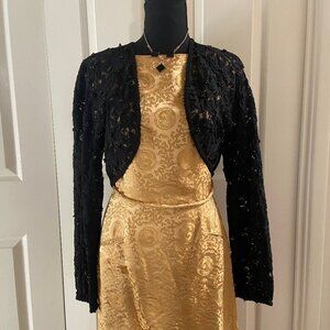Marie St Claire vintage black bolero shrug jacket embroidered bead dressy 10